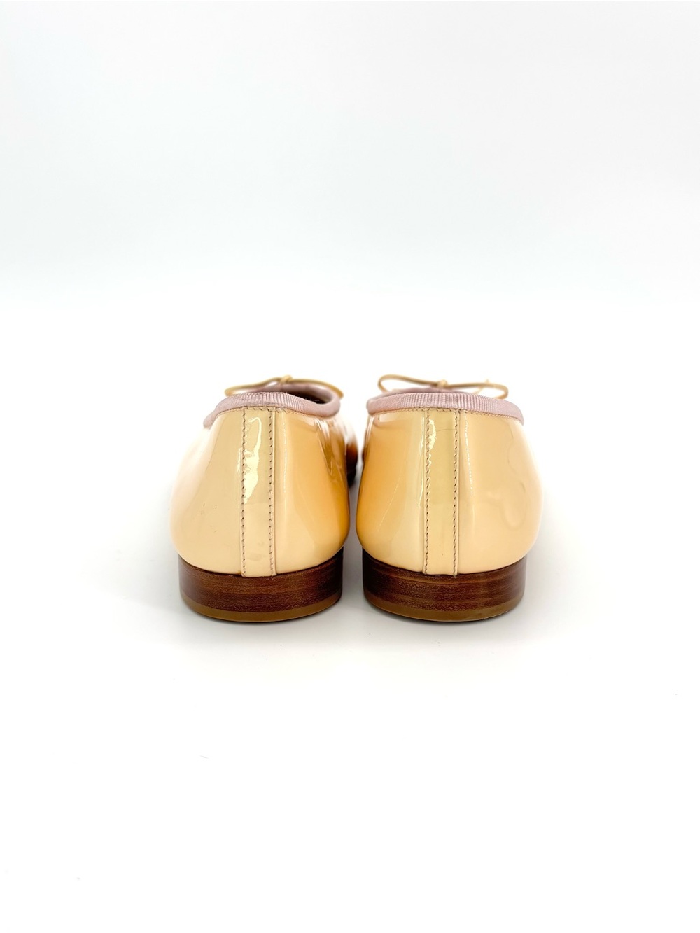 Chanel Vintage Lagerfeld CC Logo Bow Cap Toe Patent Leather Ballet Flats 38.5 - Picture 4 of 15